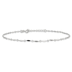 Sterling Silver Fancy Link 10 inch Plus 1 inch Extender - Total 11 inch Anklet