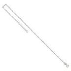 Sterling Silver Fancy Link 10 inch Plus 1 inch Extender - Total 11 inch Anklet