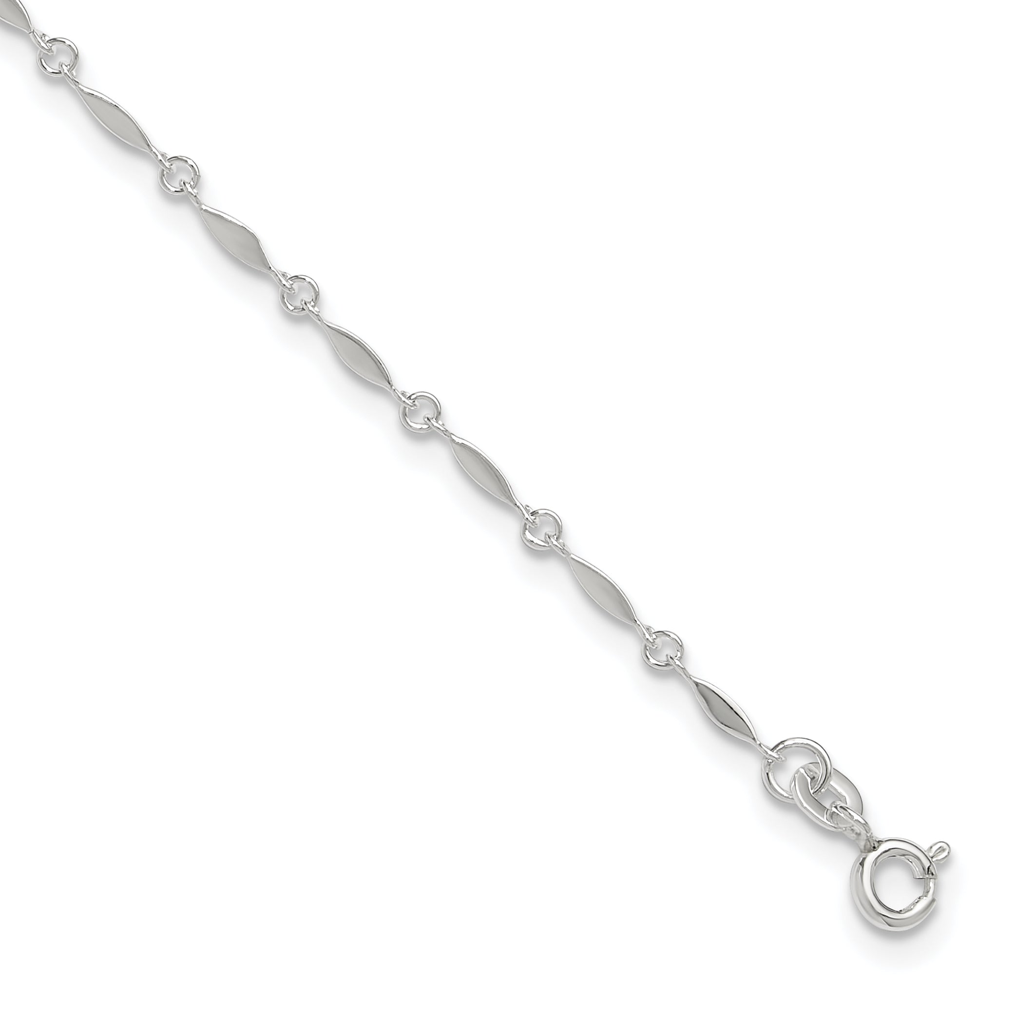 Sterling Silver Fancy Link 9 inch Plus 1 inch Extender - Total 10 inch Anklet