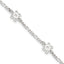 Sterling Silver Figaro Chain/Flowers 5-Station 9 inch Plus 1 inch Extender - Total 10 inch Anklet