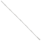 Sterling Silver Moon and Star 10 inch Plus 1 inch Extender - Total 11 inch Anklet