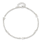 Sterling Silver Moon and Star 10 inch Plus 1 inch Extender - Total 11 inch Anklet