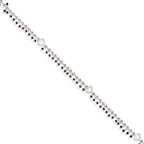 Sterling Silver Red Beads and Heart 10 inch Plus 1 inch Extender - Total 11 inch Anklet