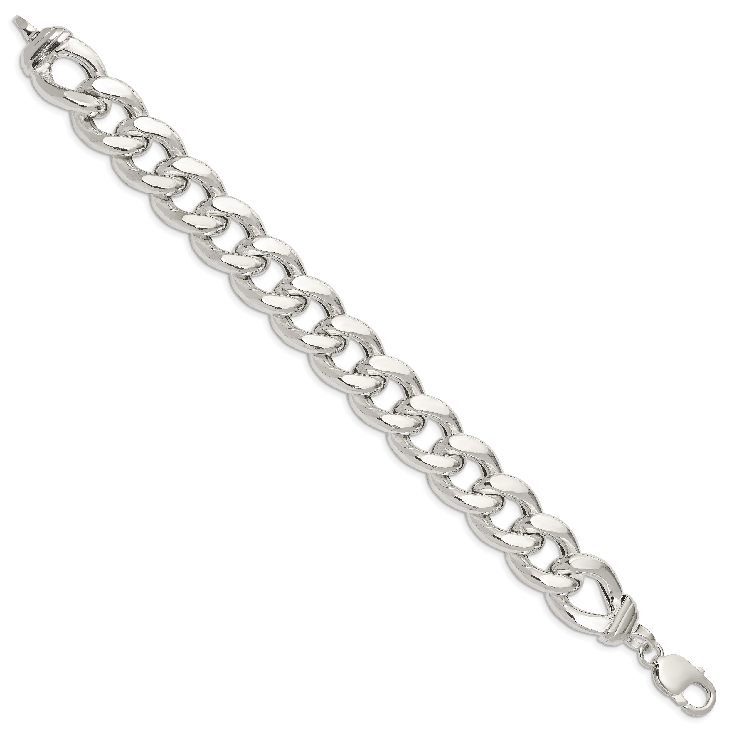 Sterling Silver Hollow Polished Curb Bracelet Secondary image