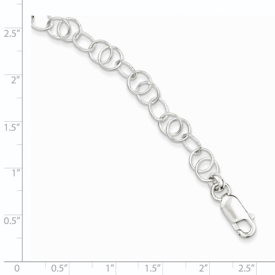 Sterling Silver Polished and Textured Fancy Bracelet