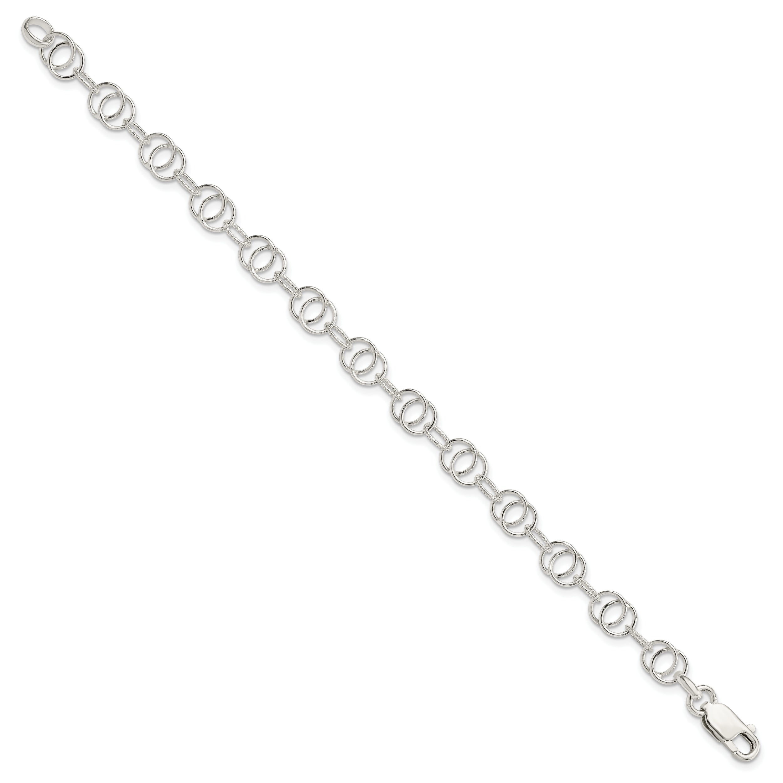 Sterling Silver Polished and Textured Fancy Bracelet