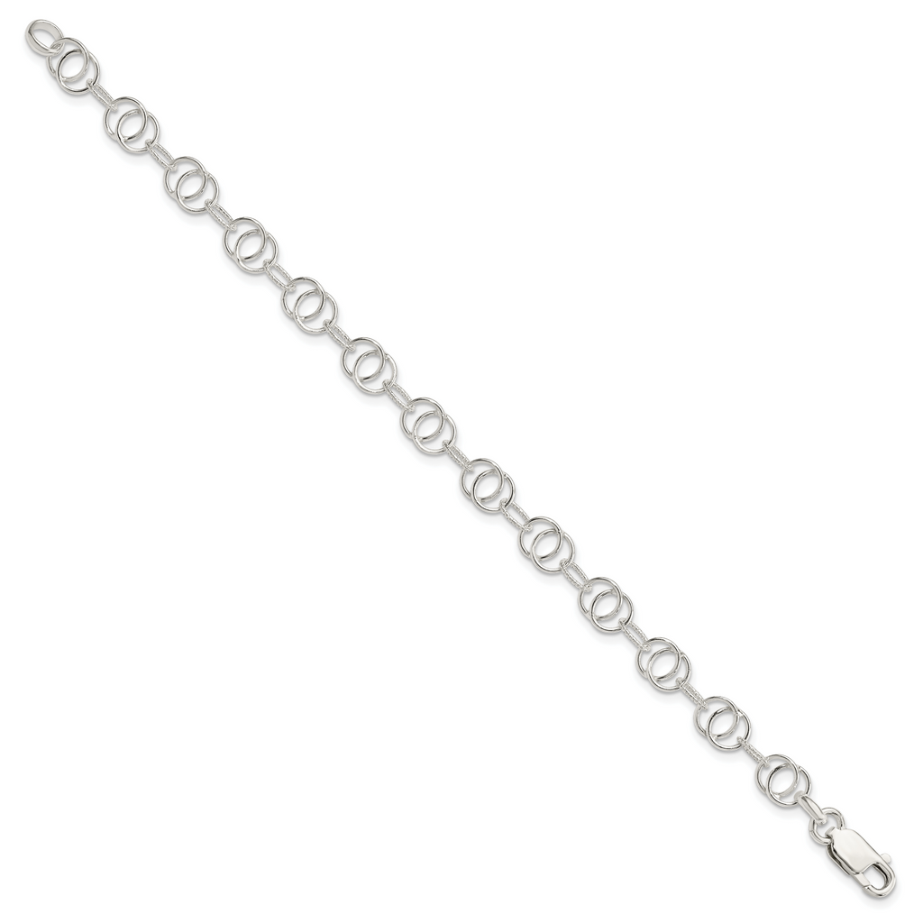 Sterling Silver Polished and Textured Fancy Bracelet