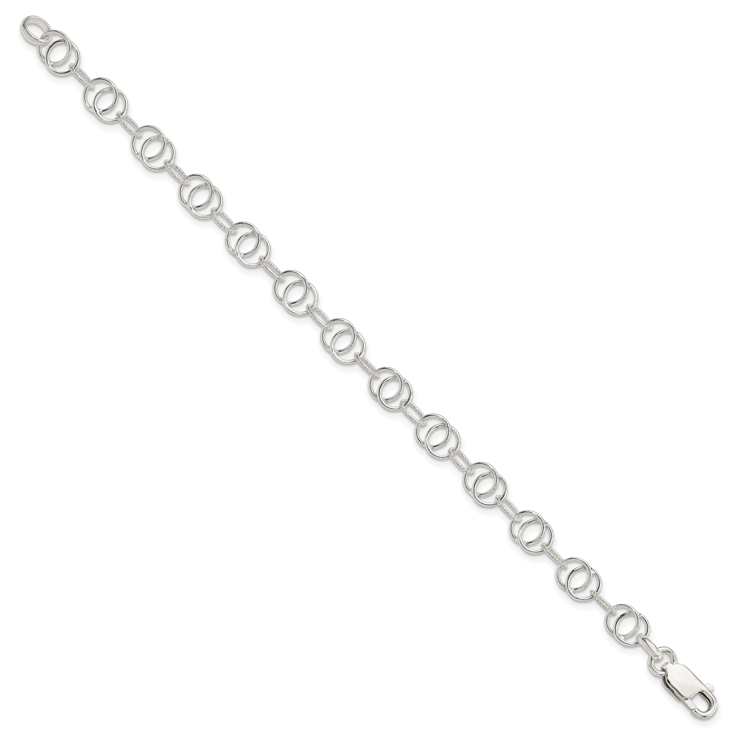 Sterling Silver Polished and Textured Fancy Bracelet