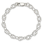 Fancy Link Bracelet in Sterling Silver, 7mm Textured, 7.5 Inch - Sophia Jewelers