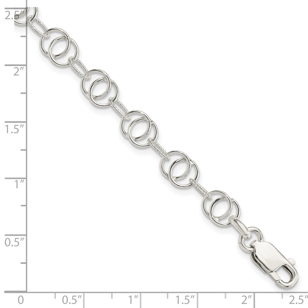 Sterling Silver Polished and Textured Fancy Bracelet