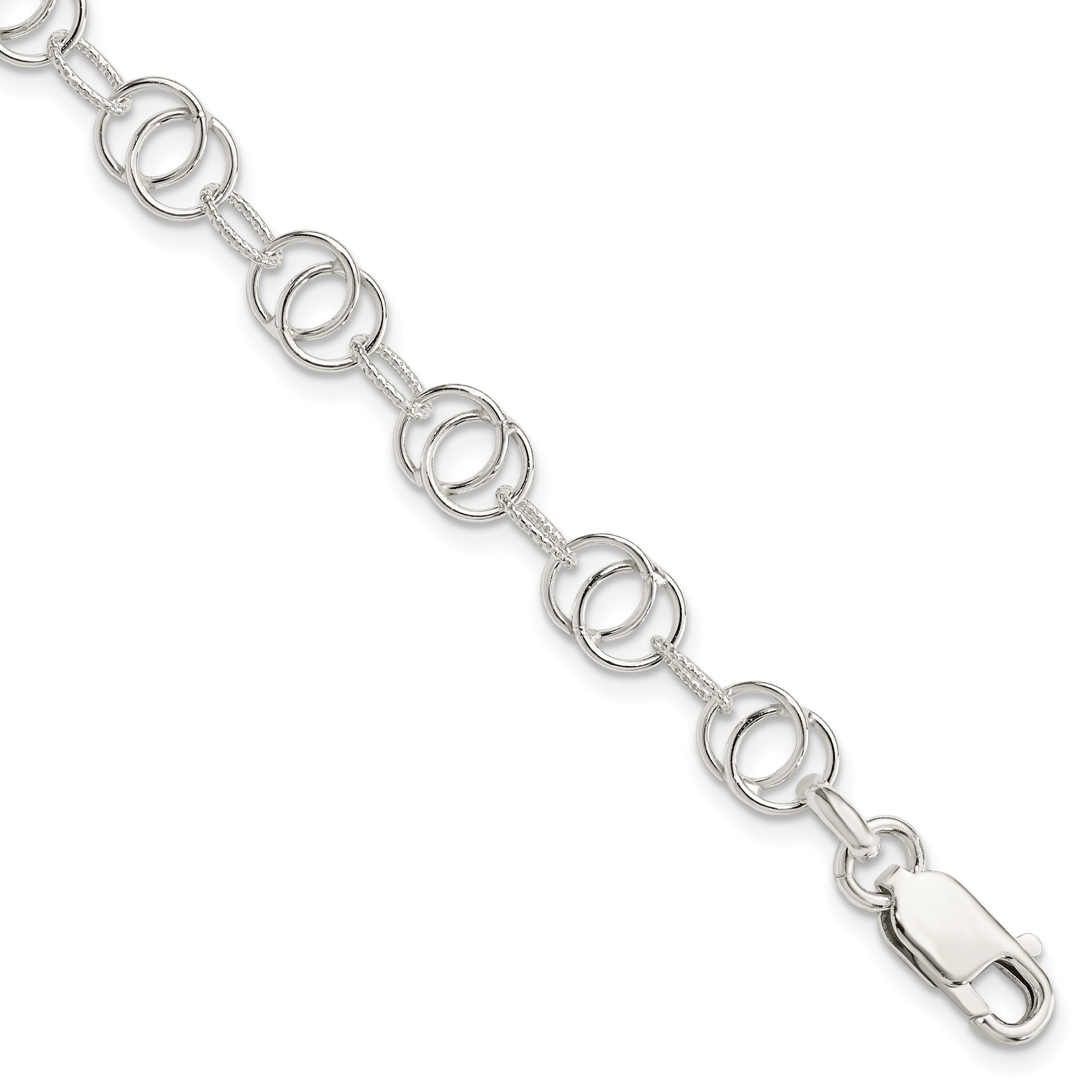 Sterling Silver Polished and Textured Fancy Bracelet