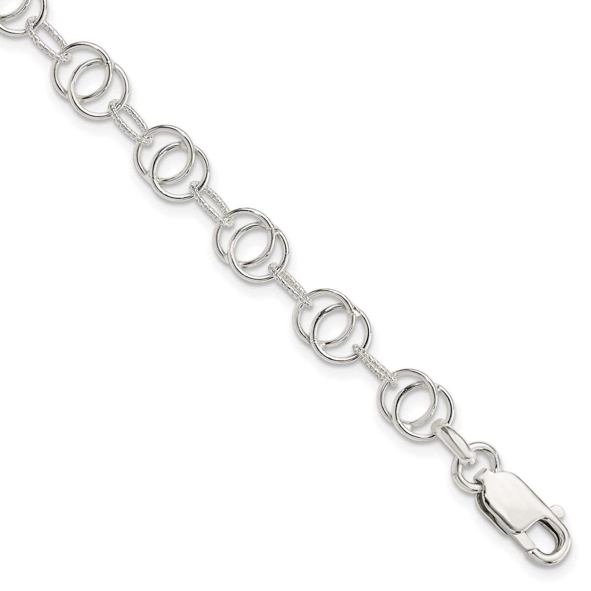 Sterling Silver Polished and Textured Fancy Bracelet