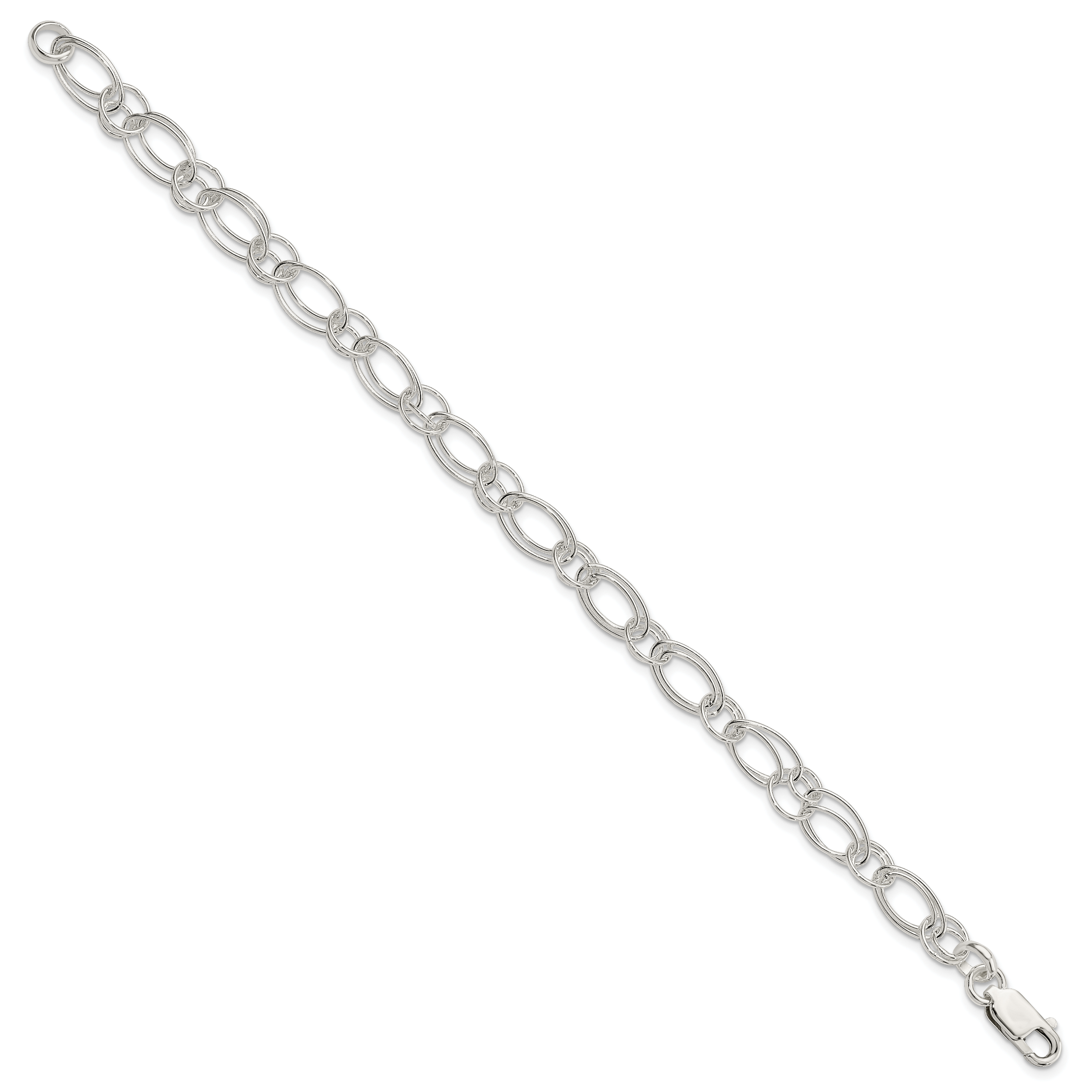 Sterling Silver Polished Oval Link Bracelet Secondary image
