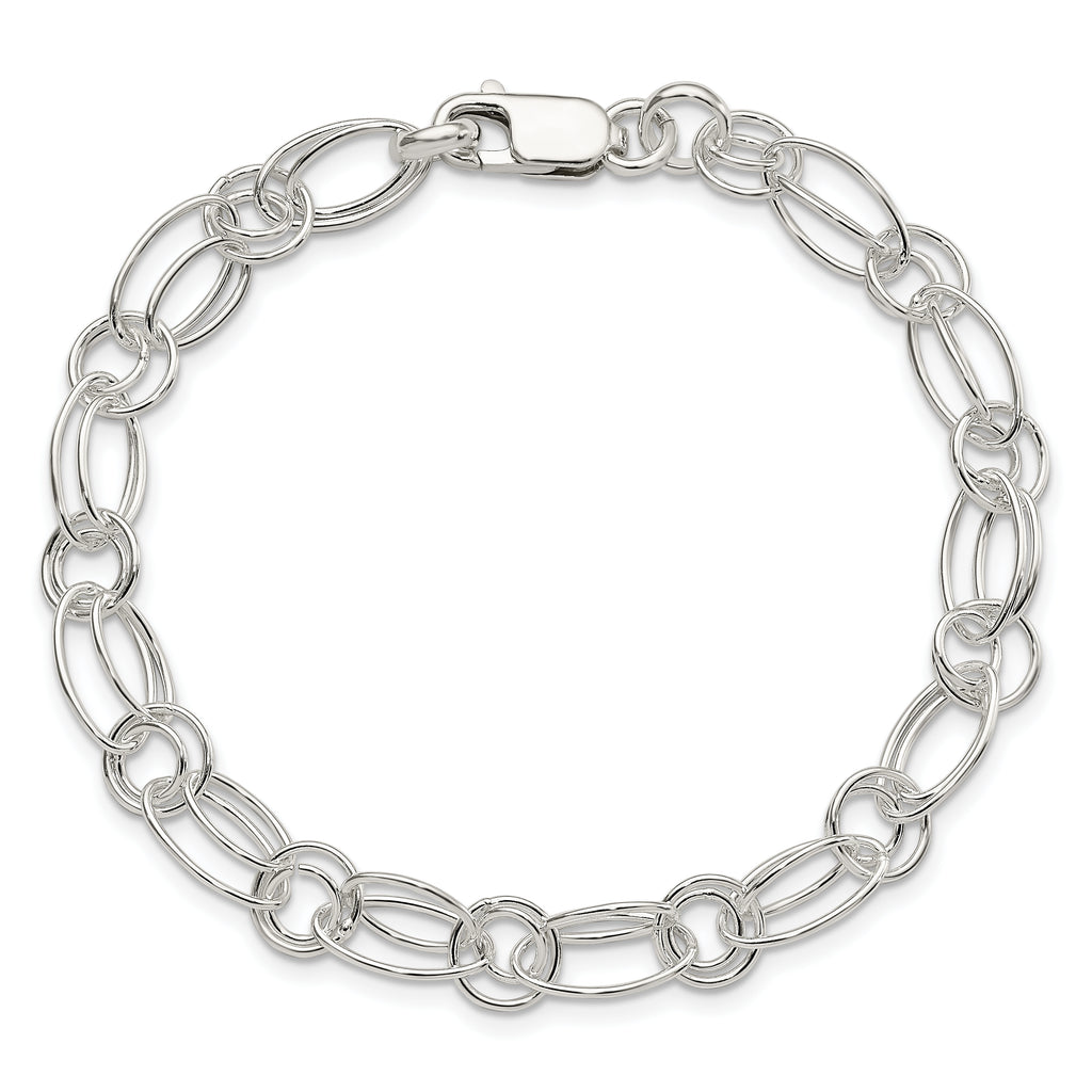 Sterling Silver Polished Oval Link Bracelet