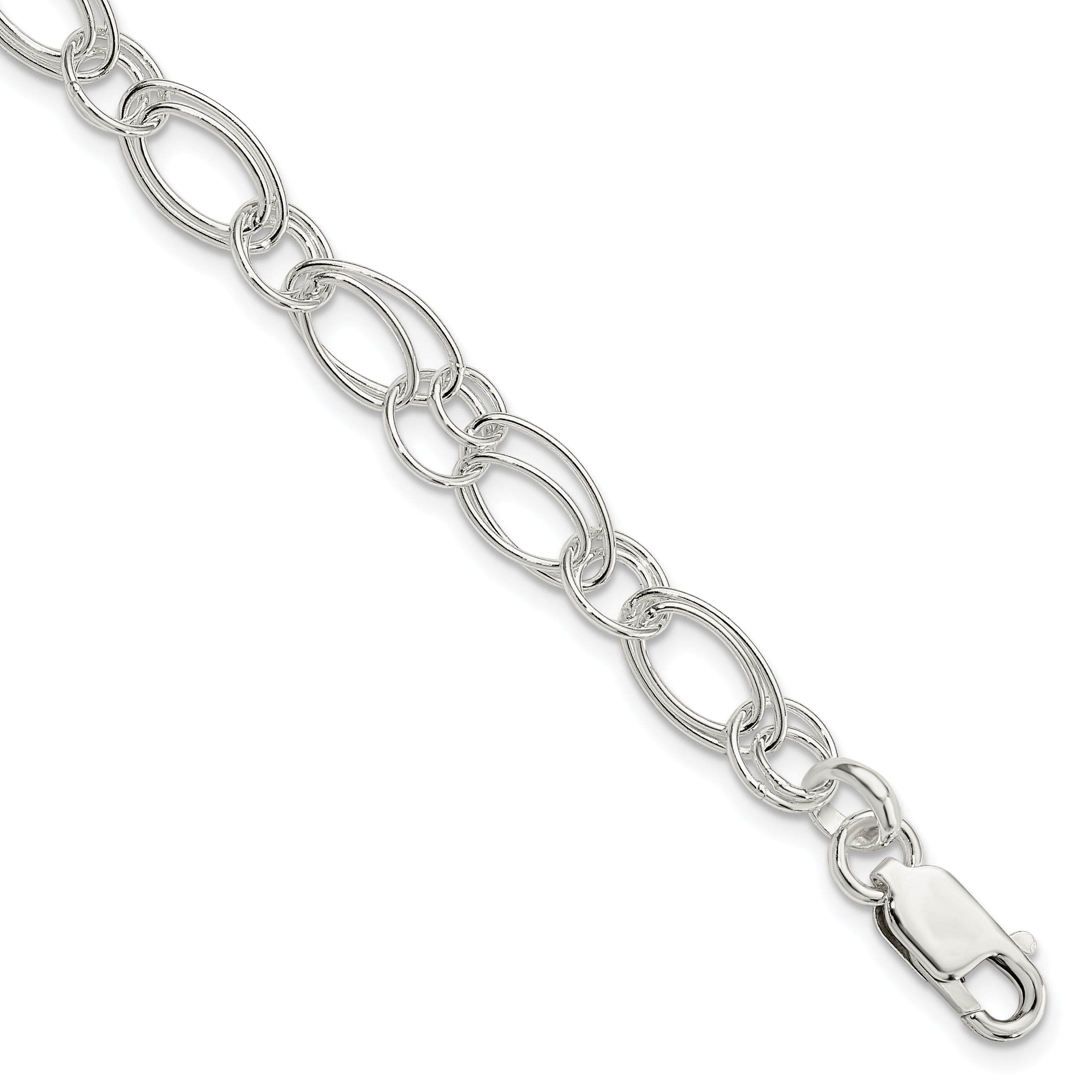 Sterling Silver Polished Oval Link Bracelet Main image