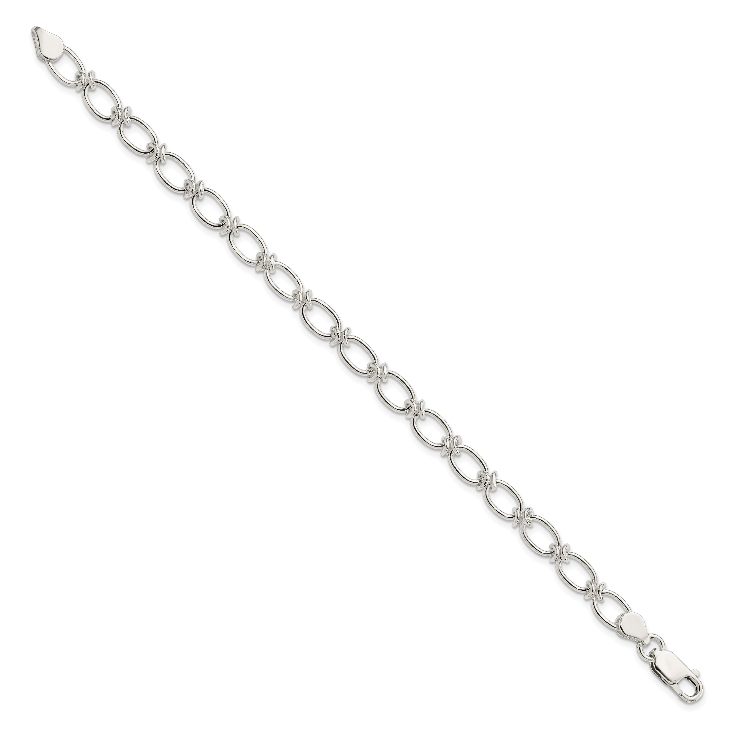 Sterling Silver Polished Oval Link Bracelet Secondary image
