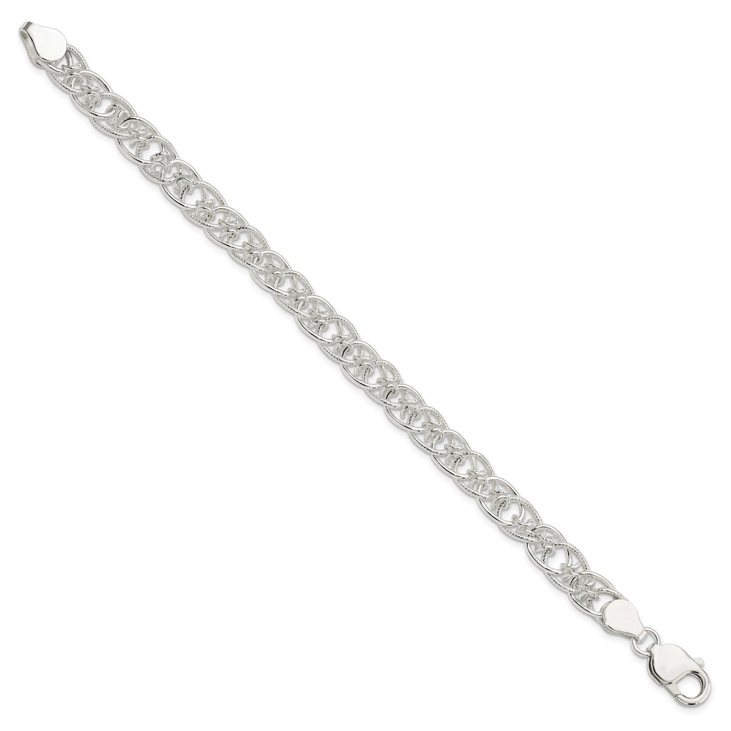 Sterling Silver Polished and Textured Fancy Bracelet Secondary image
