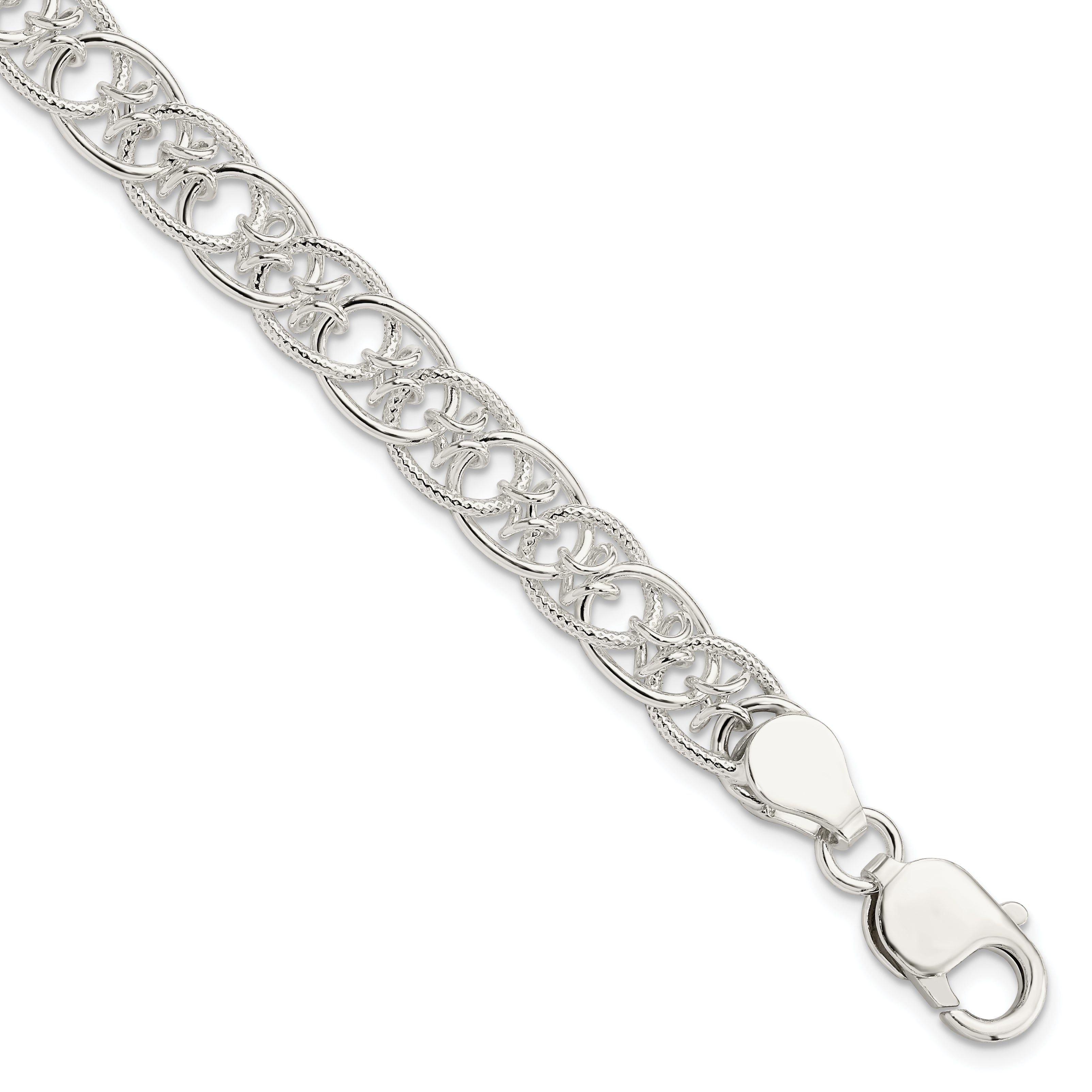 Sterling Silver Polished and Textured Fancy Bracelet Main image