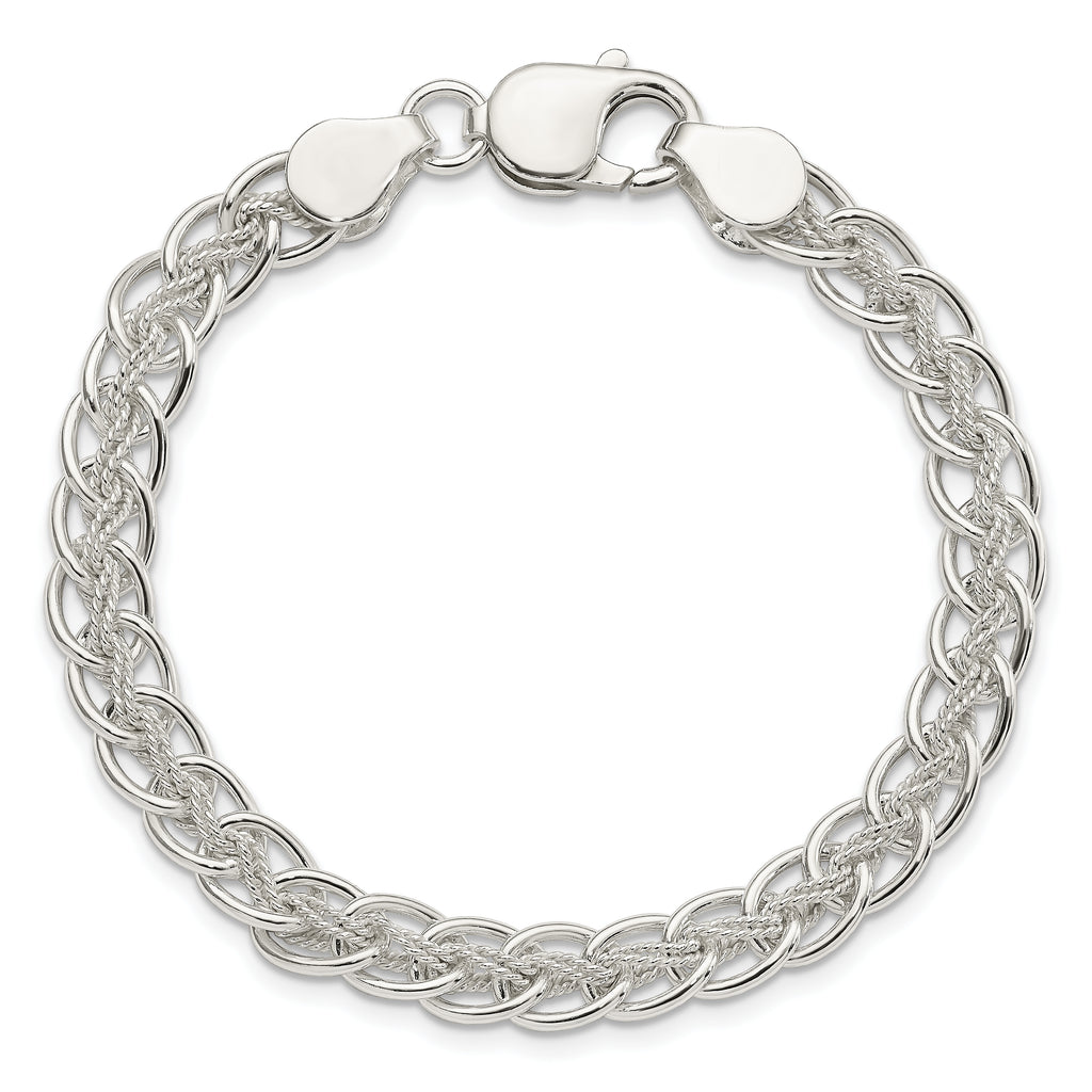 Sterling Silver Polished and Textured Fancy 7.5 inch Bracelet