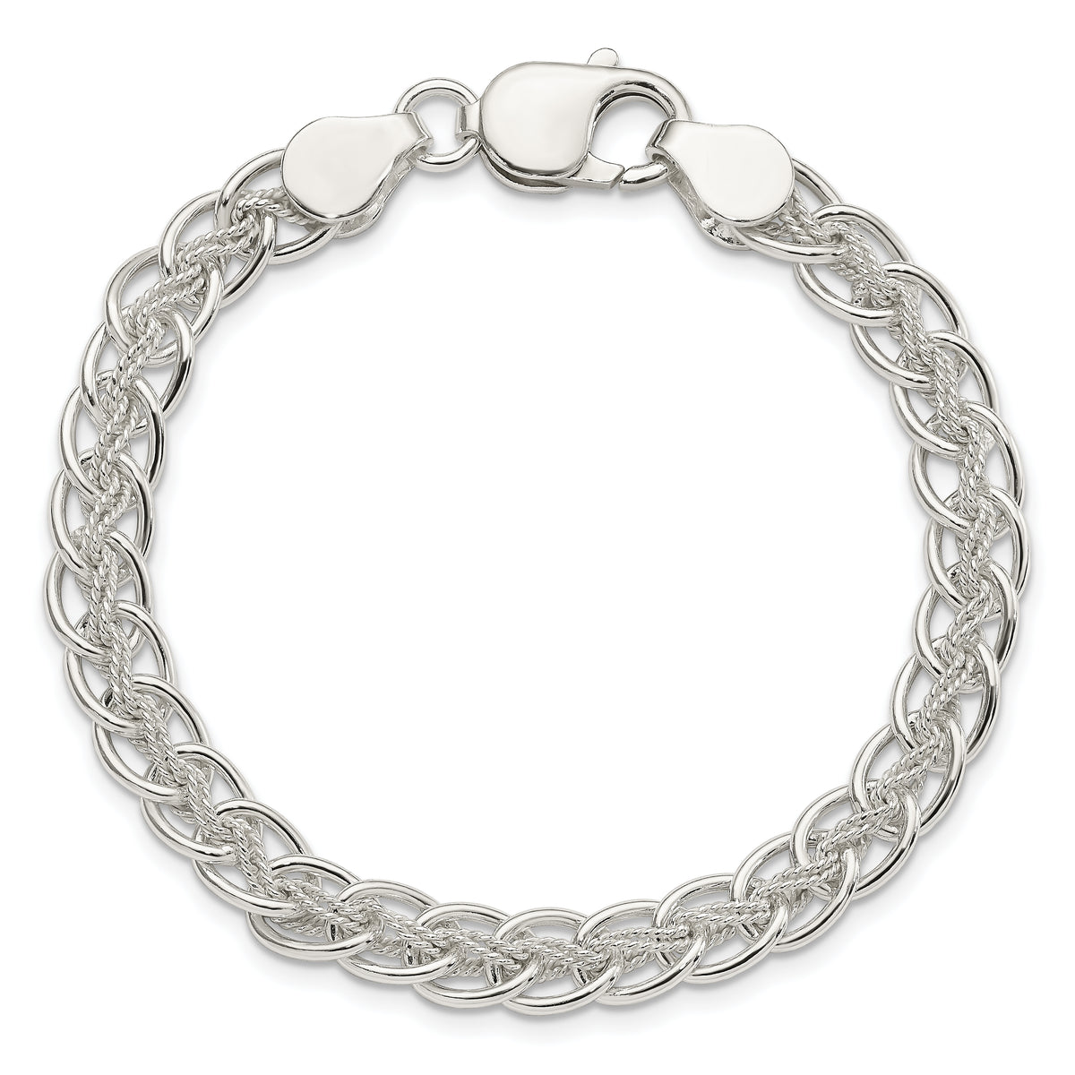 Sterling Silver Polished and Textured Fancy 7.5 inch Bracelet