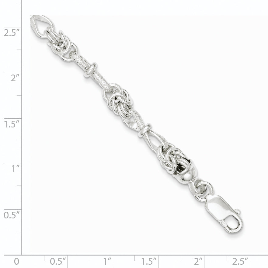 Sterling Silver Polished and Textured Fancy Bracelet