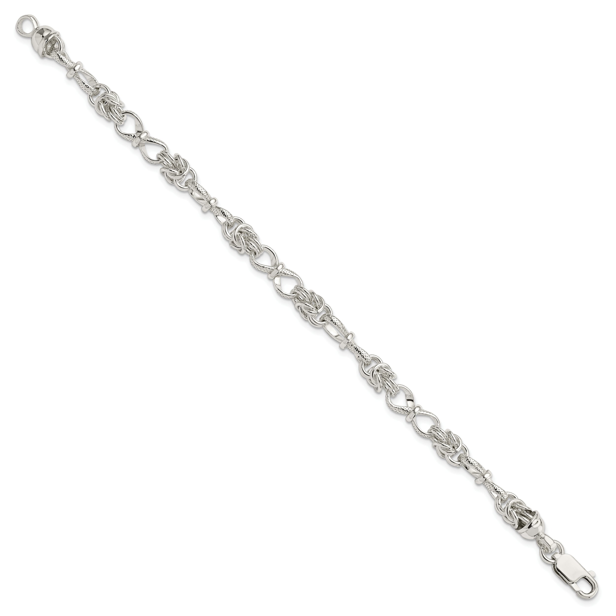 Sterling Silver Polished and Textured Fancy Bracelet