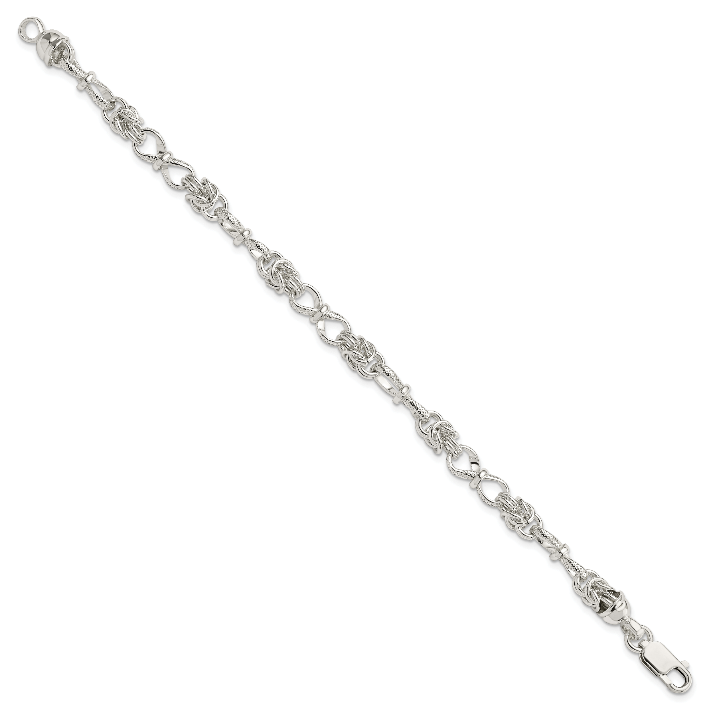 Sterling Silver Polished and Textured Fancy Bracelet Secondary image