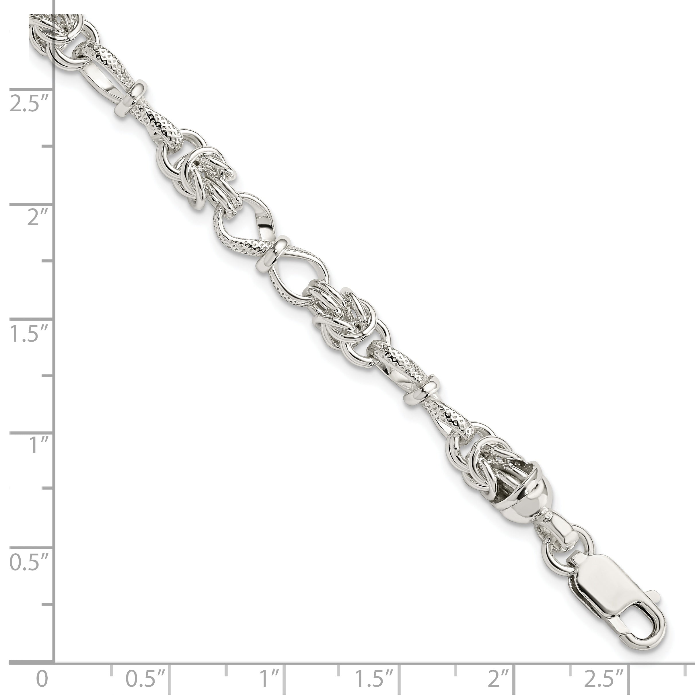 Sterling Silver Polished and Textured Fancy Bracelet