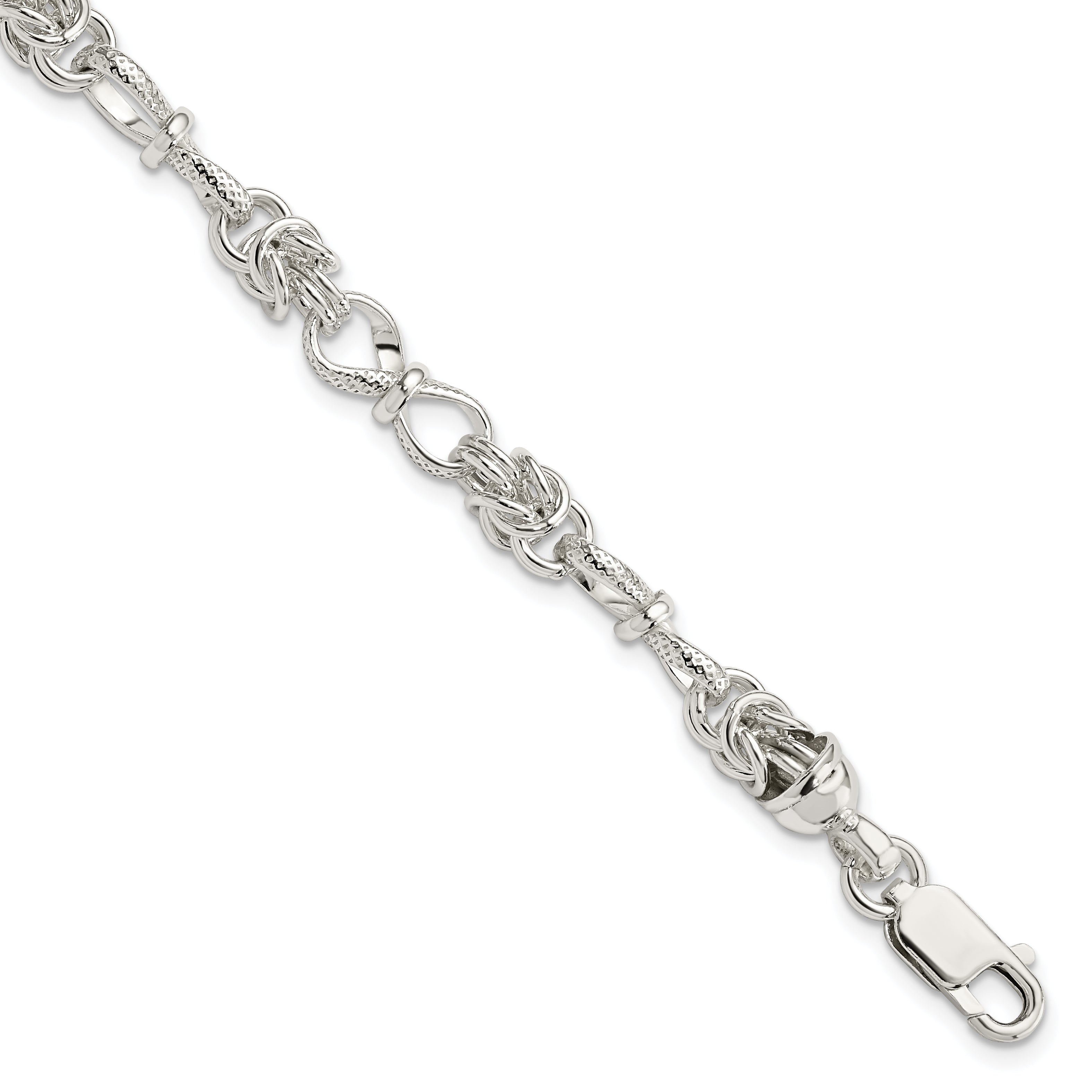 Sterling Silver Polished and Textured Fancy Bracelet Main image