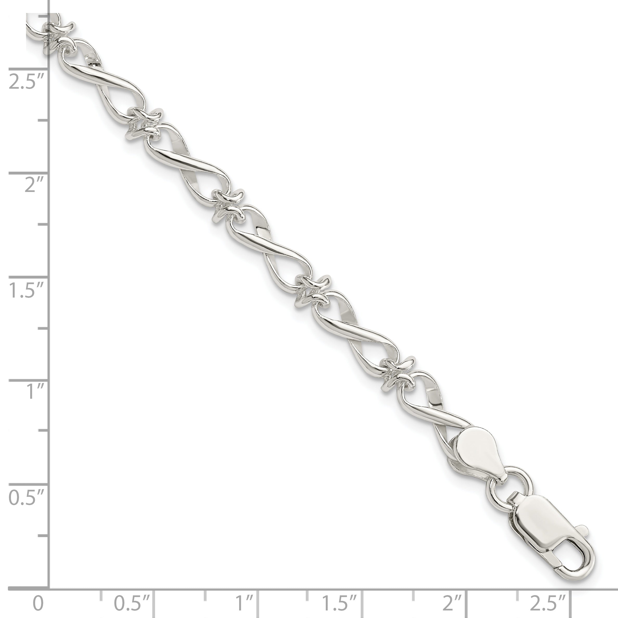 Sterling Silver Polished Fancy Link Bracelet