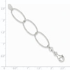 Sterling Silver Polished and Textured Oval Link Bracelet
