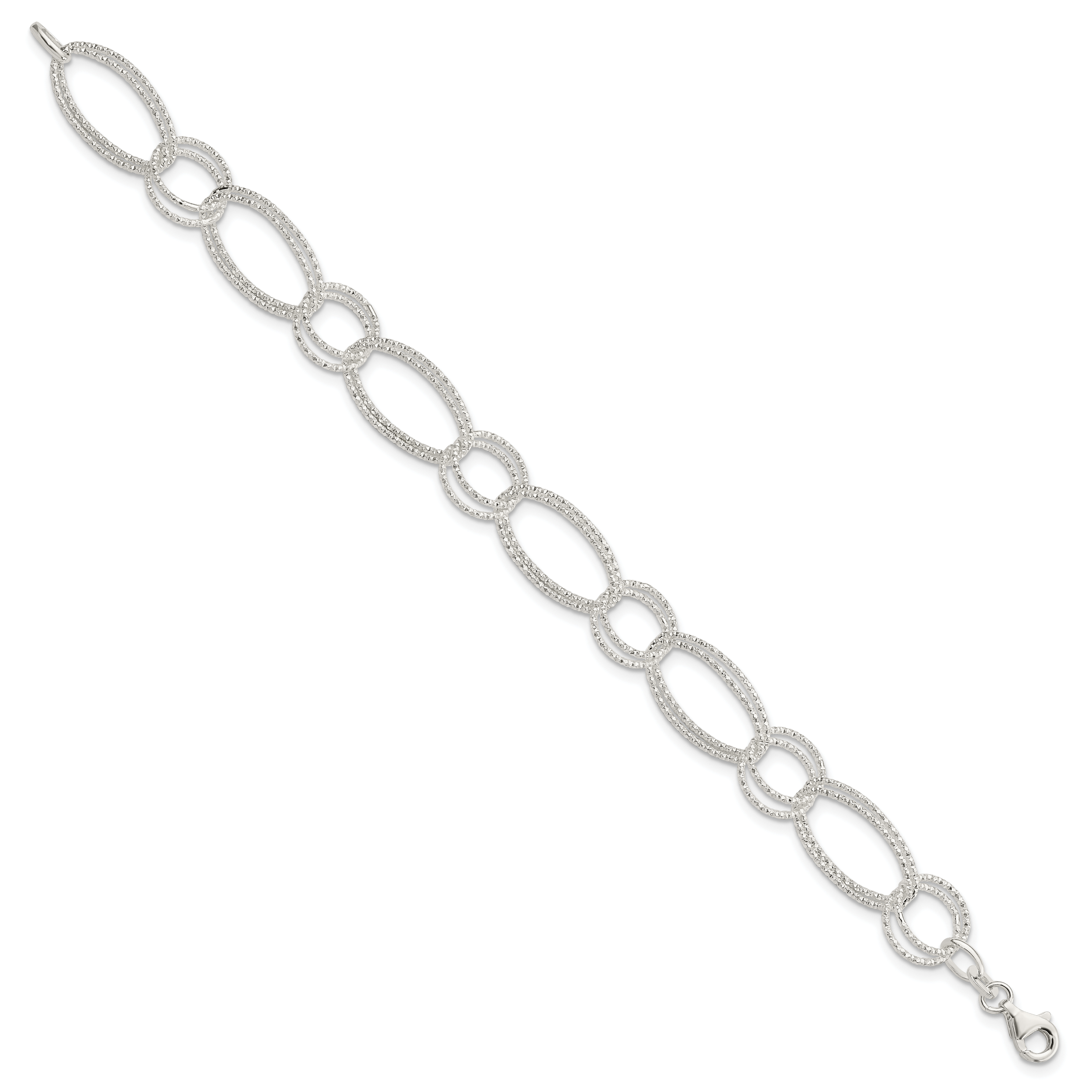 Sterling Silver Textured Double Link Bracelet Secondary image