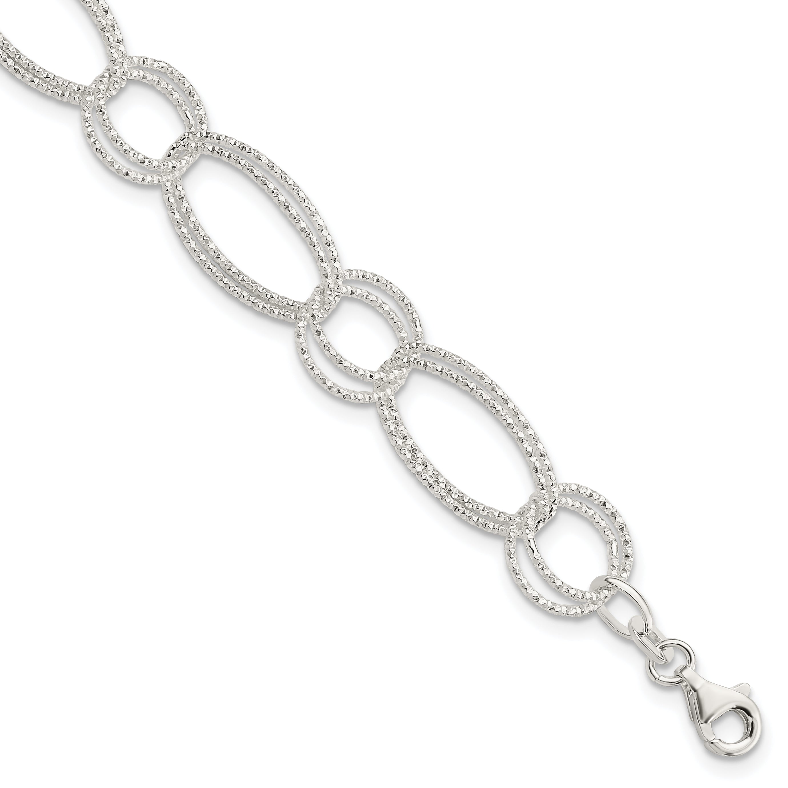 Sterling Silver Textured Double Link Bracelet Main image