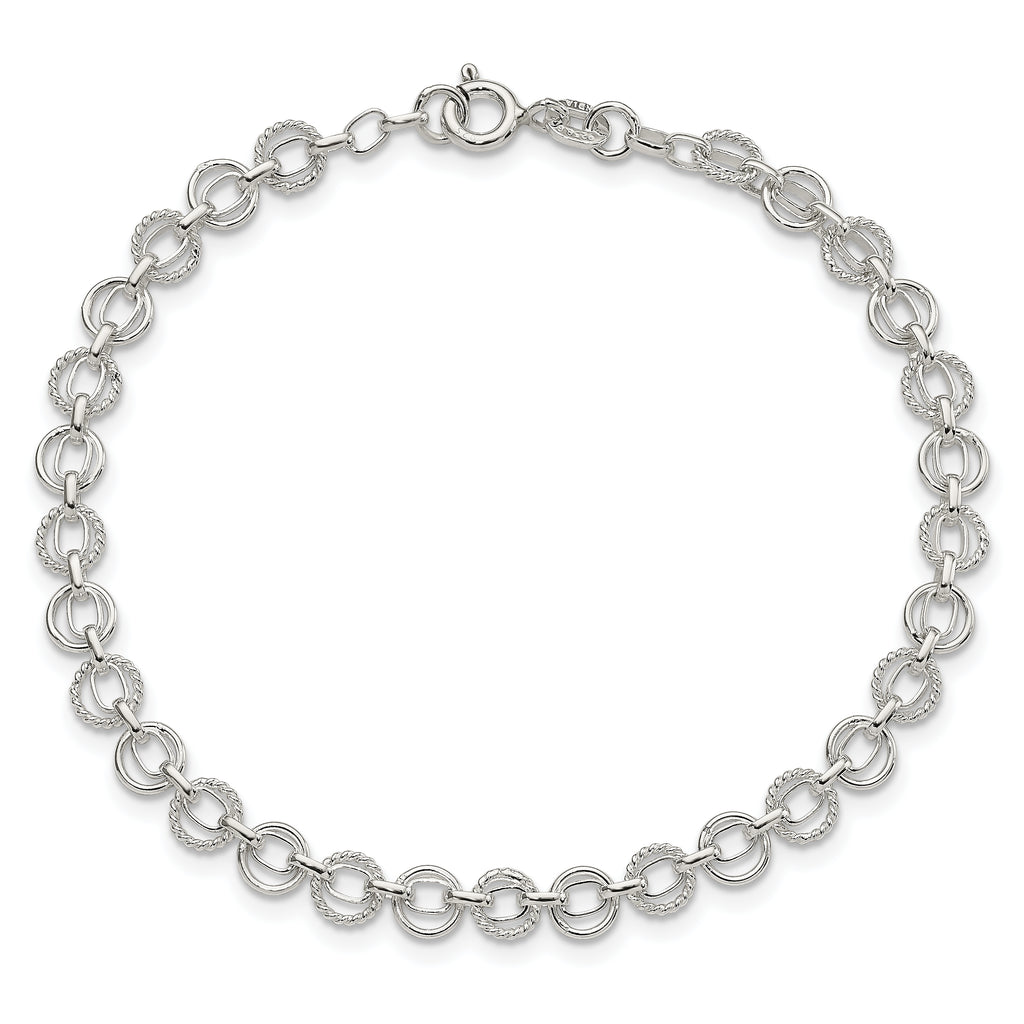 Sterling Silver Polished 5mm Fancy Link 7.25 inch Bracelet