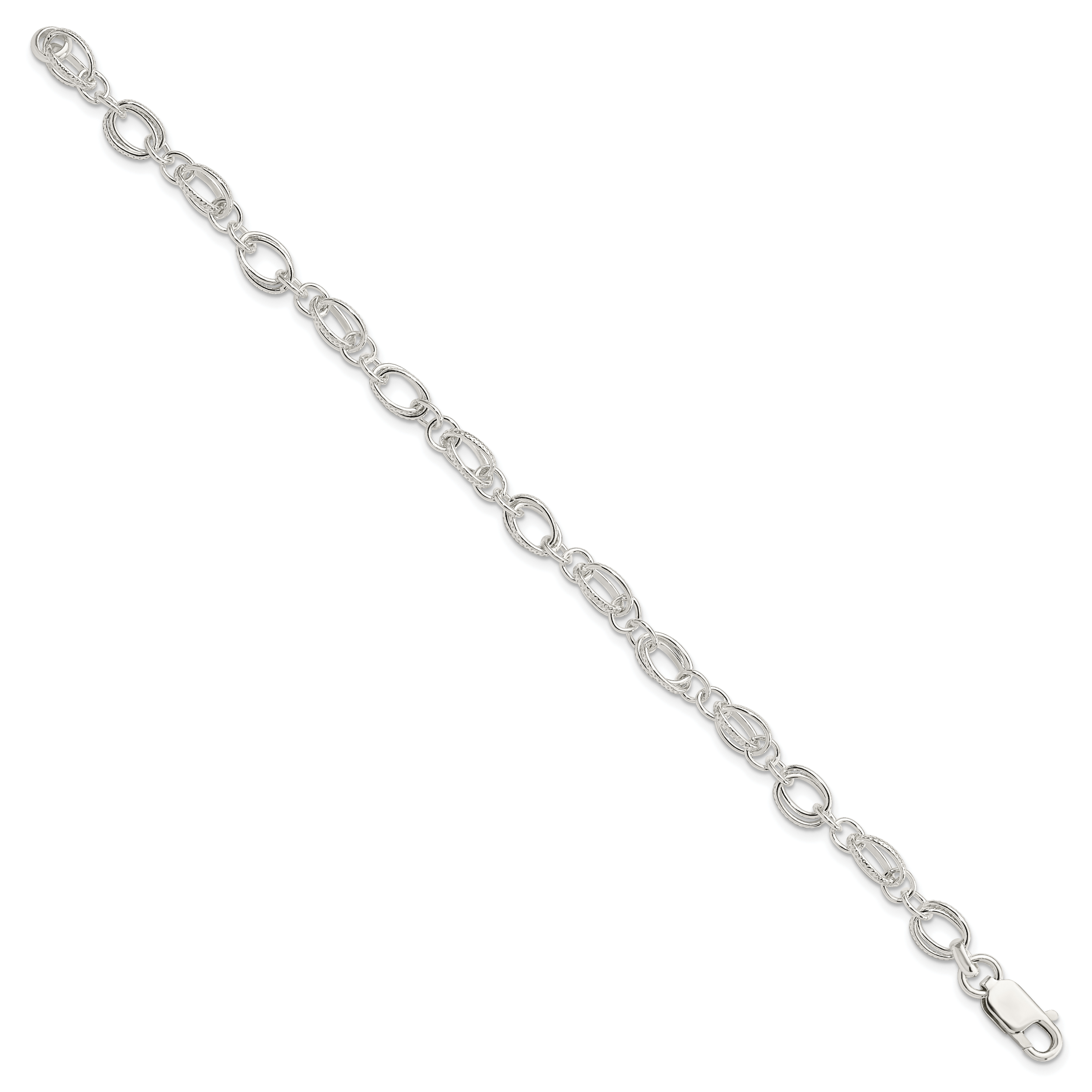 Sterling Silver Polished and Textured 5.5mm Fancy Bracelet Secondary image