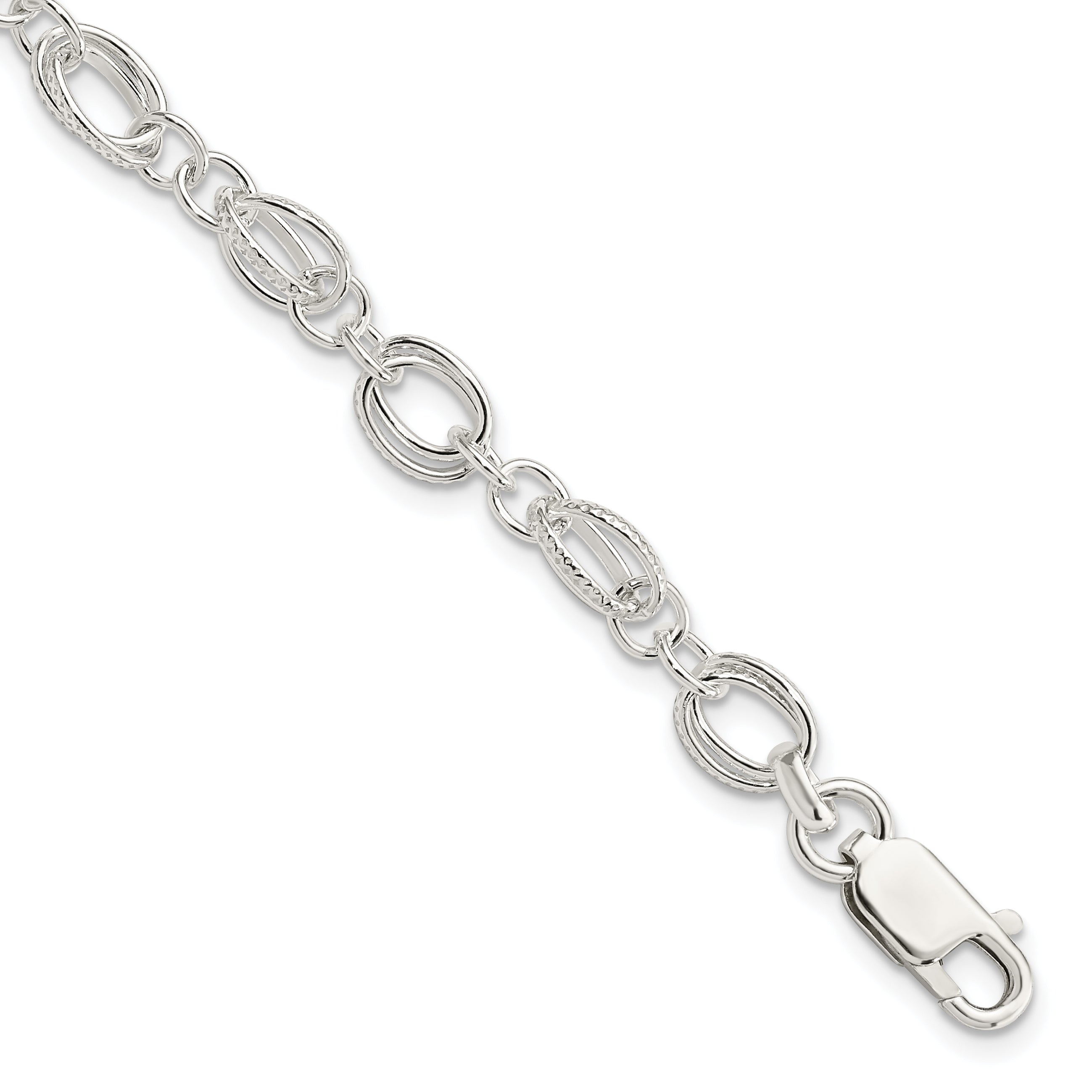 Sterling Silver Polished and Textured 5.5mm Fancy Bracelet Main image