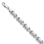 Sterling Silver Rhodium Polished and Brushed X's and Hearts Bracelet