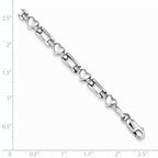 Sterling Silver Rhodium Polished Hearts and Squares Bracelet