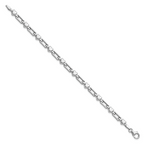 Sterling Silver Rhodium Polished Hearts and Squares Bracelet