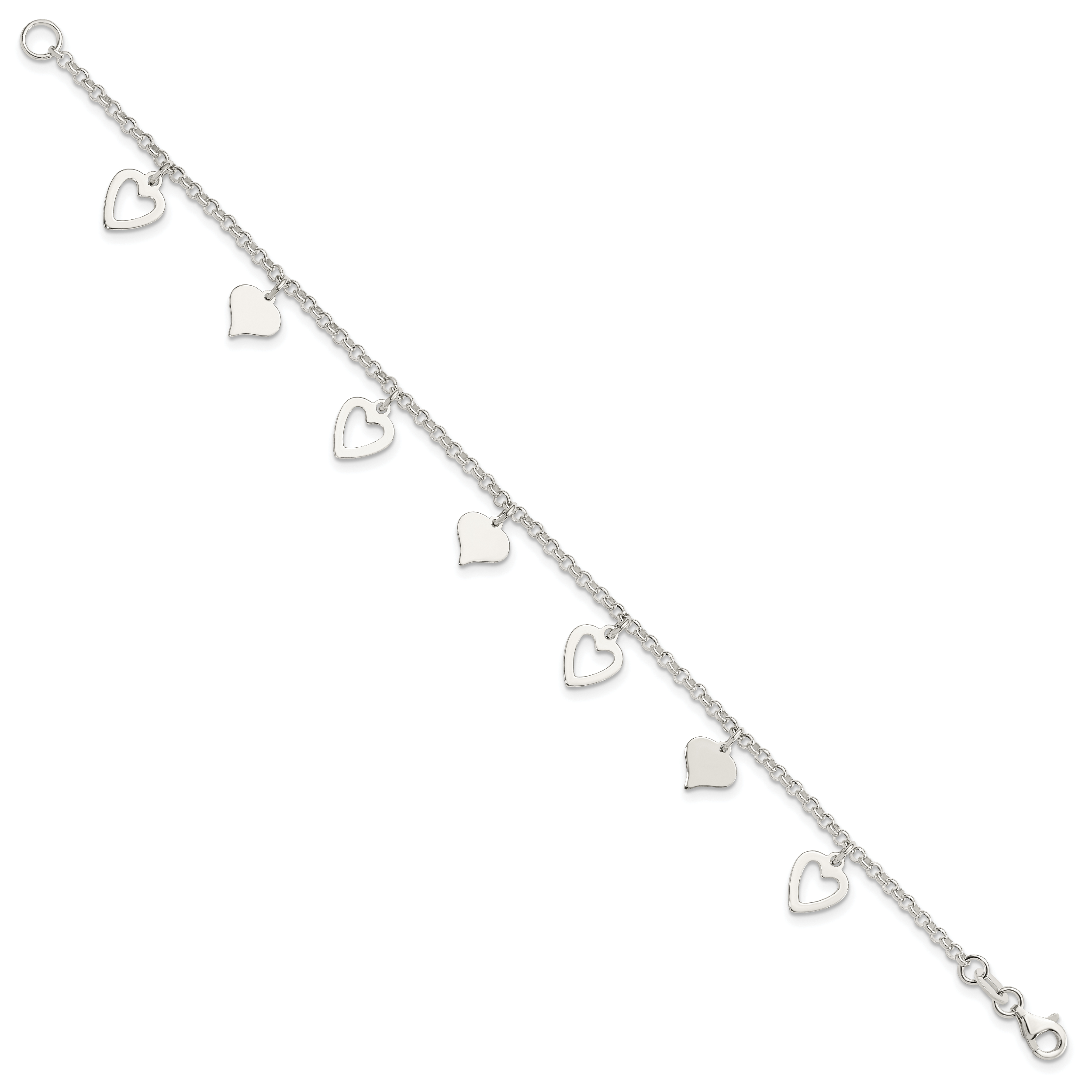 Sterling Silver Polished Heart Bracelet Secondary image