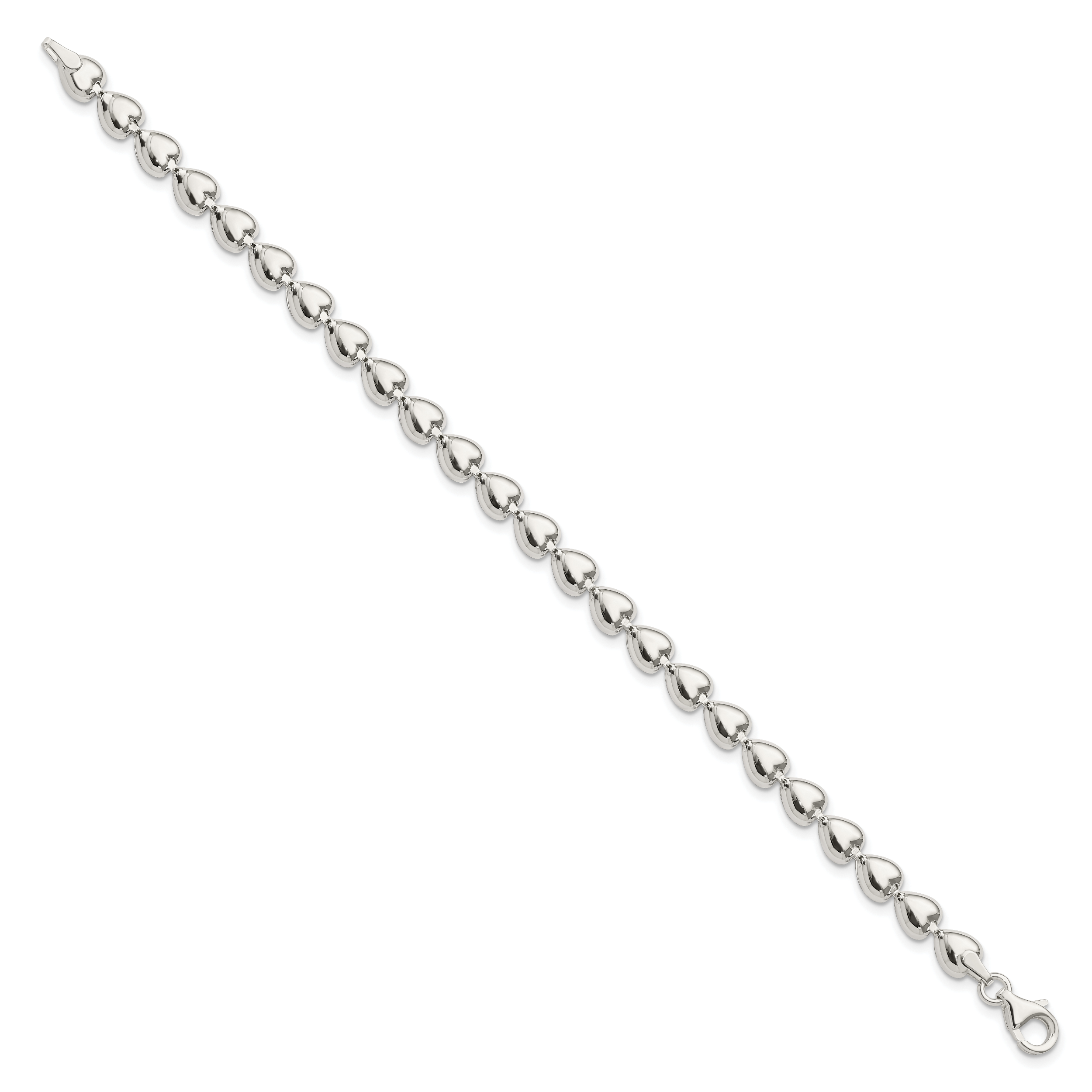 Sterling Silver Polished Heart Bracelet Secondary image