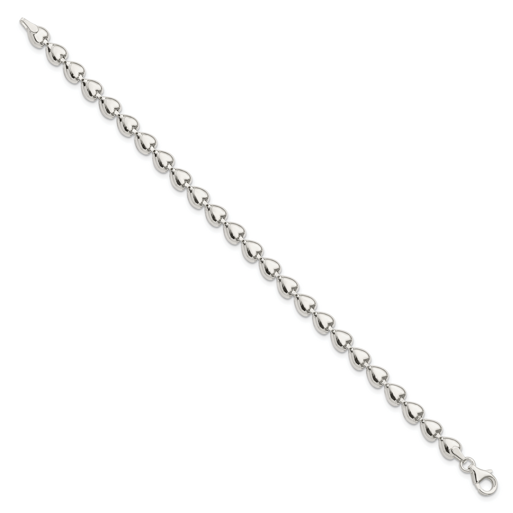 Sterling Silver Polished Heart Bracelet