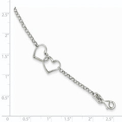 Sterling Silver Rhodium Plated Heart Bracelet