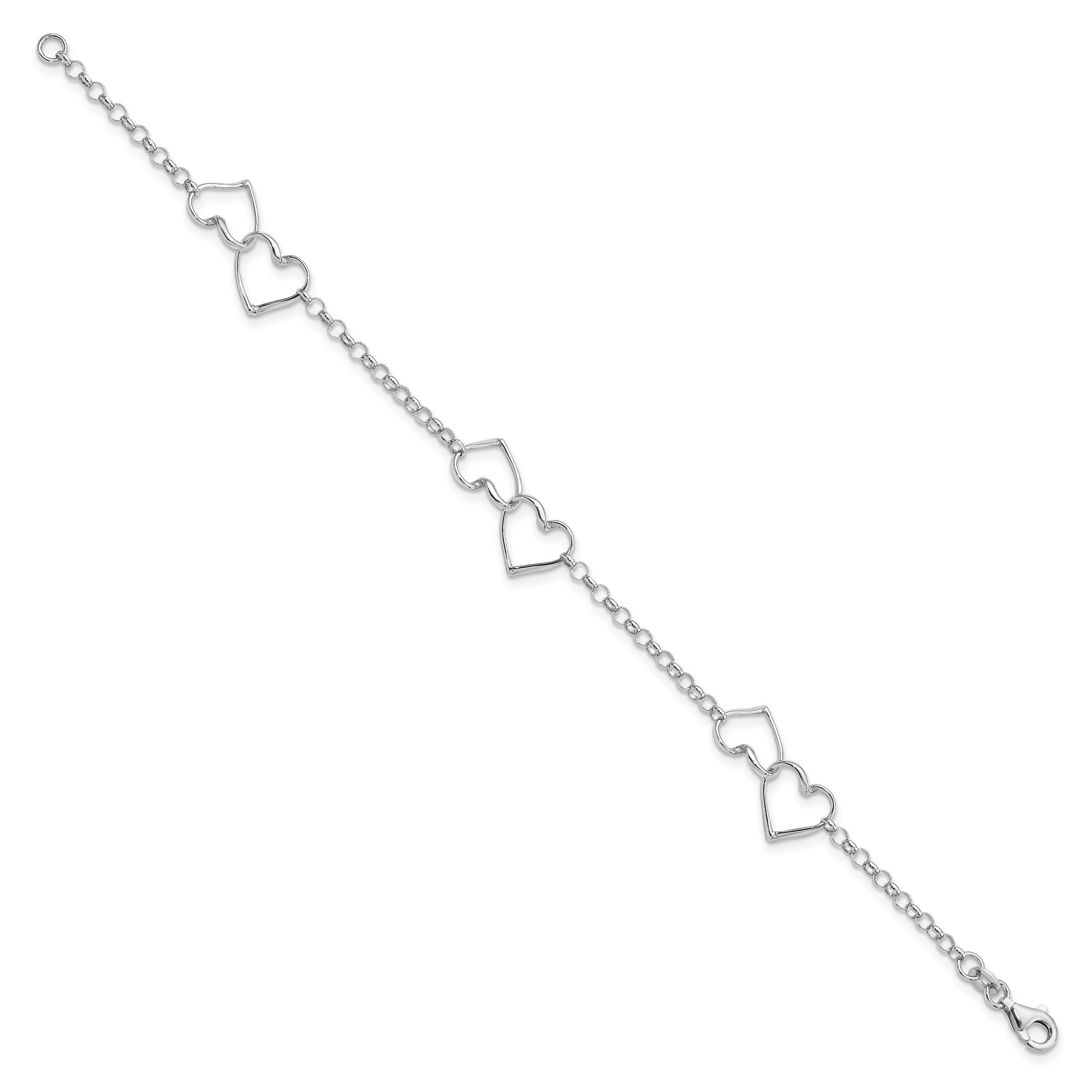 Sterling Silver Rhodium Plated Heart Bracelet Secondary image