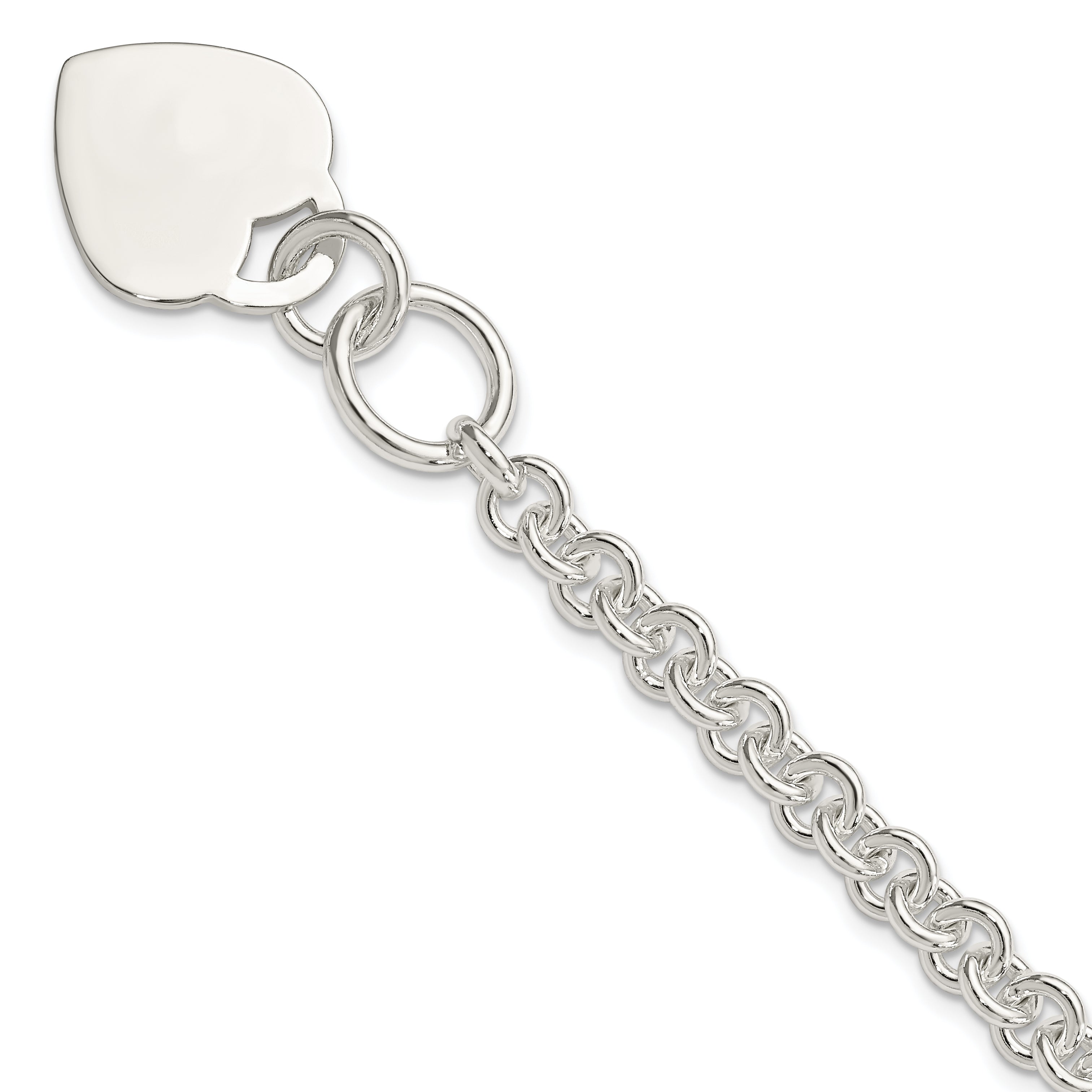 Sterling Silver Polished Engraveable Heart Bracelet Main image