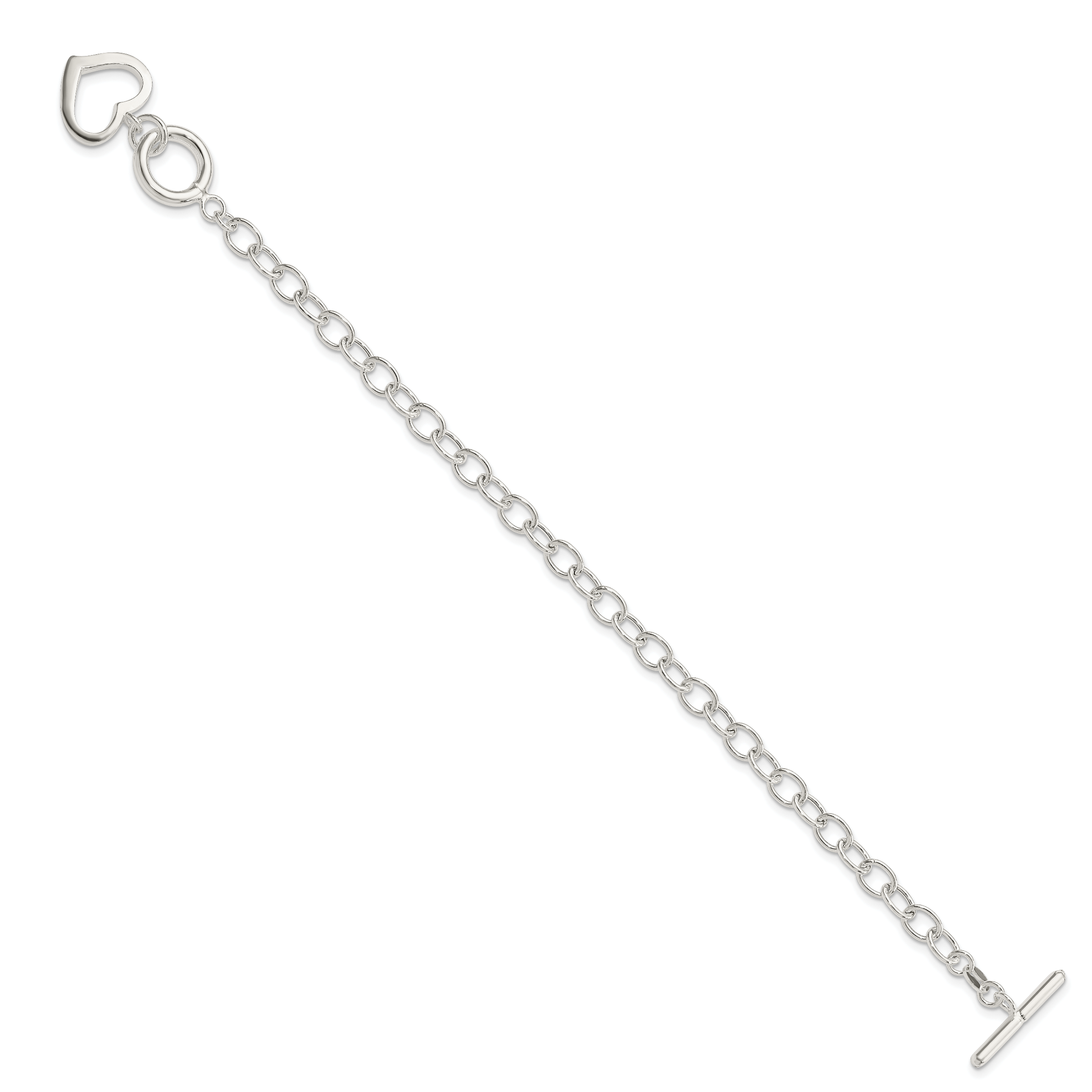 Sterling Silver Open Link Heart Bracelet Secondary image