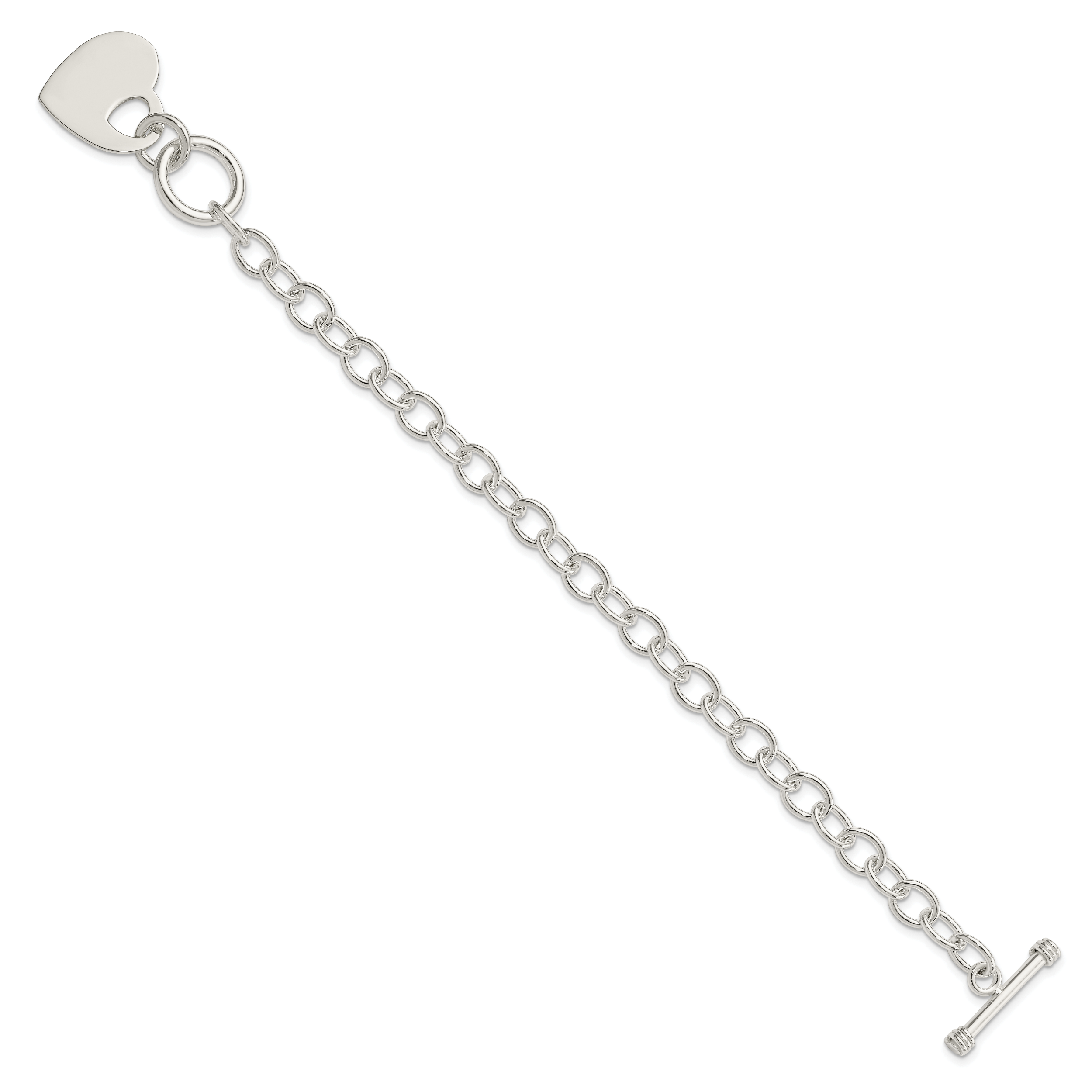 Sterling Silver Polished Engraveable Heart Bracelet Secondary image