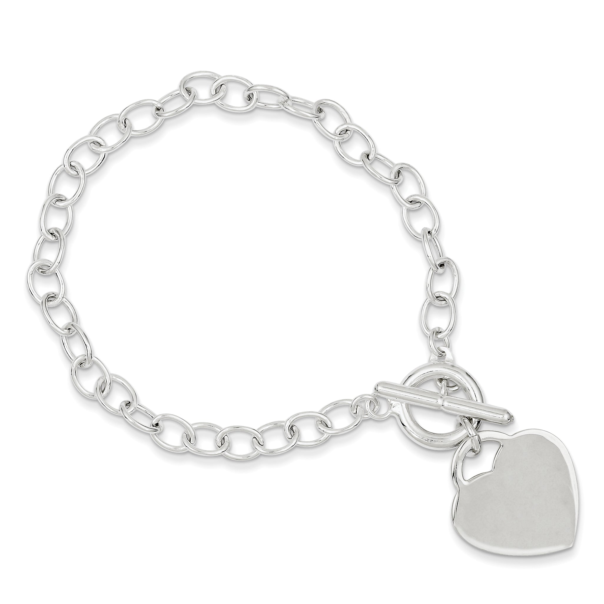Sterling Silver Oval Link Engraveable Heart Bracelet Secondary image