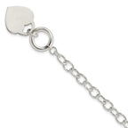 Sterling Silver Oval Link Engraveable Heart Bracelet