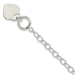 Sterling Silver Oval Link Engraveable Heart Bracelet